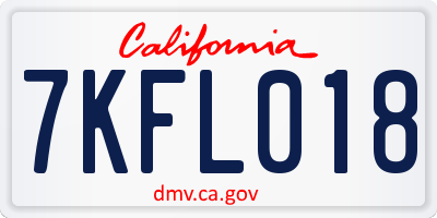 CA license plate 7KFL018