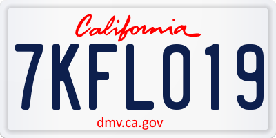 CA license plate 7KFL019