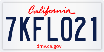 CA license plate 7KFL021