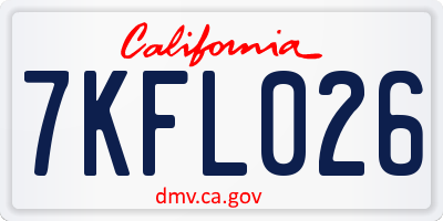 CA license plate 7KFL026