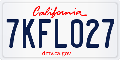 CA license plate 7KFL027