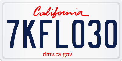 CA license plate 7KFL030