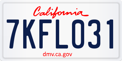 CA license plate 7KFL031