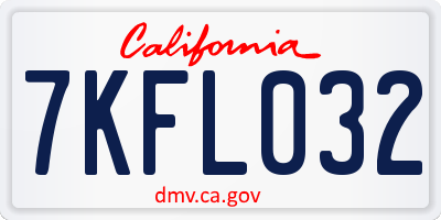 CA license plate 7KFL032