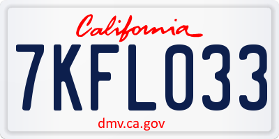 CA license plate 7KFL033