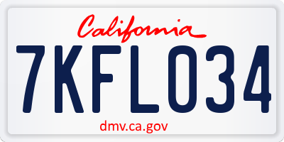 CA license plate 7KFL034