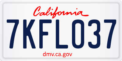 CA license plate 7KFL037
