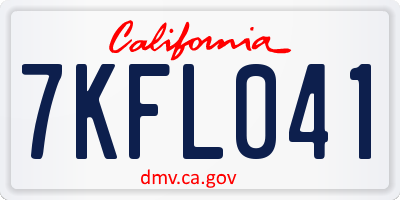 CA license plate 7KFL041