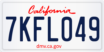 CA license plate 7KFL049