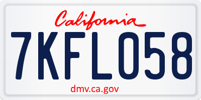 CA license plate 7KFL058