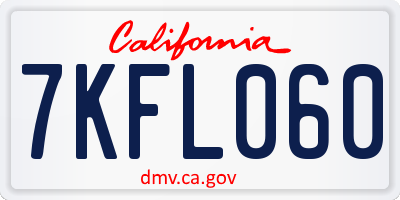 CA license plate 7KFL060