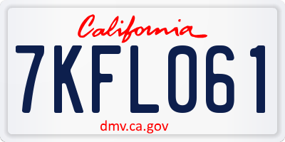 CA license plate 7KFL061