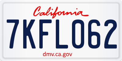 CA license plate 7KFL062
