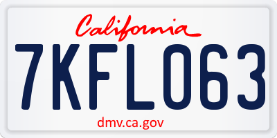 CA license plate 7KFL063