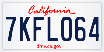 CA license plate 7KFL064