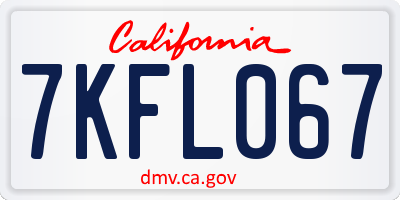 CA license plate 7KFL067
