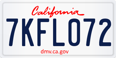 CA license plate 7KFL072