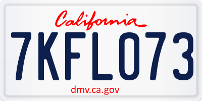 CA license plate 7KFL073