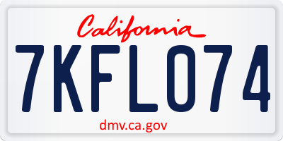 CA license plate 7KFL074