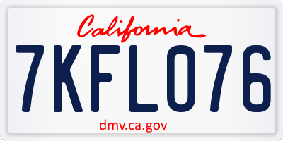 CA license plate 7KFL076