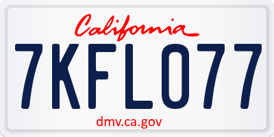 CA license plate 7KFL077