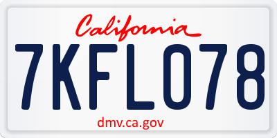 CA license plate 7KFL078