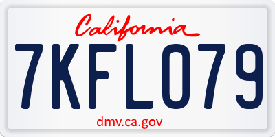 CA license plate 7KFL079