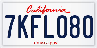 CA license plate 7KFL080