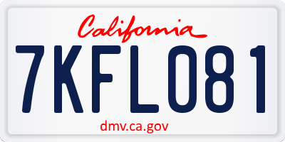 CA license plate 7KFL081