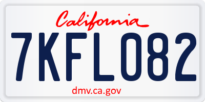 CA license plate 7KFL082