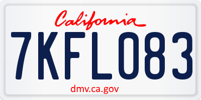 CA license plate 7KFL083