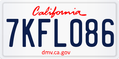 CA license plate 7KFL086