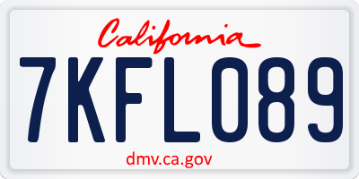 CA license plate 7KFL089