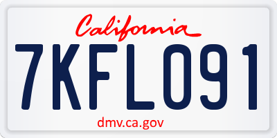 CA license plate 7KFL091