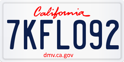 CA license plate 7KFL092