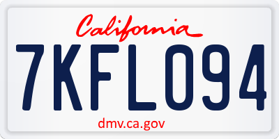 CA license plate 7KFL094