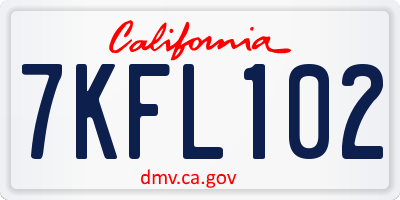 CA license plate 7KFL102