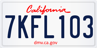 CA license plate 7KFL103