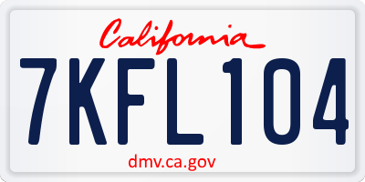 CA license plate 7KFL104