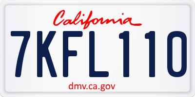 CA license plate 7KFL110