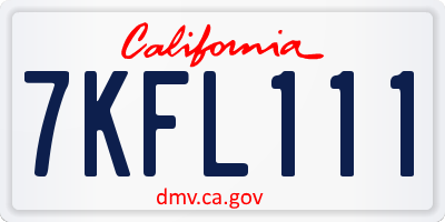 CA license plate 7KFL111