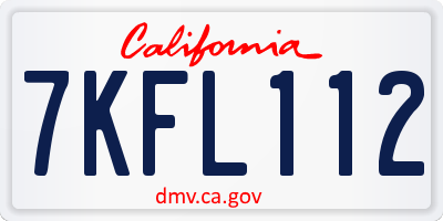 CA license plate 7KFL112