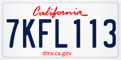 CA license plate 7KFL113