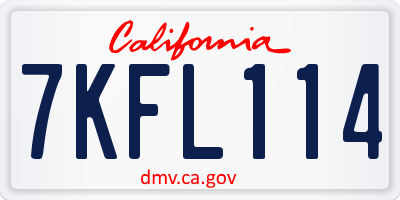 CA license plate 7KFL114
