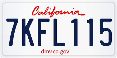 CA license plate 7KFL115