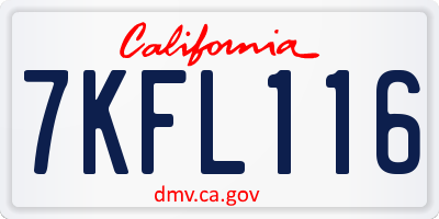 CA license plate 7KFL116