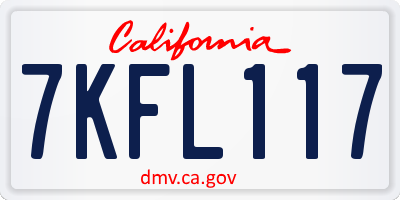 CA license plate 7KFL117