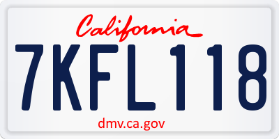 CA license plate 7KFL118