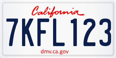 CA license plate 7KFL123