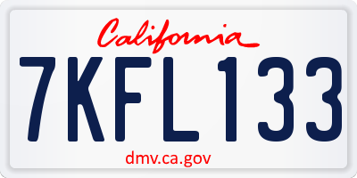 CA license plate 7KFL133
